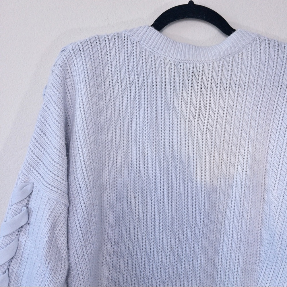 Club Monaco Wool Woven Ribbon Detail Sweater M Blue Knit Relaxed Ombre - Picture 6 of 7